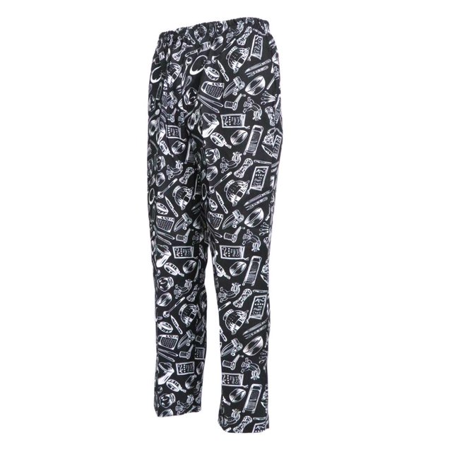 Unisex Chef Pants Hotel Restaurant Uniform Loose Chef Pants Fit TypeJ Cutlery Print