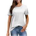 thumbnail image 1 of Baberdicy T-Shirts à Manches Courtes Décontractés Unis Amples à Col Ras du Cou pour Femmes Blanc TG, 1 of 6