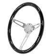 thumbnail image 4 of Steering Wheel, 380mm 15" Classic Nostalgia Style Wood Grain Steering Wheel, Slotted 3 Spoke Steering Wheel Riveted, 6 Bolts Walnut Wood Grip, Universal Auto Replacement Parts, 4 of 7
