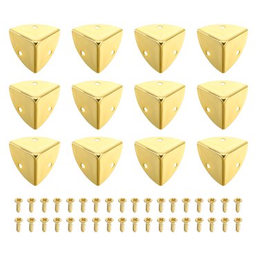 12 Pcs Metal Edge Guard, 28mm Decorative Box Corner Cover, Furniture Corner Edges Protector with Mounting Screws, Gold