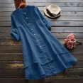 thumbnail image 2 of Pompotops Chemise Longue Décontractée d'Été pour Femmes, Col Rond, Ample, Couleur Unie, Boutonnée, Manches Longues, Blouse, Liquidation, 2 of 6