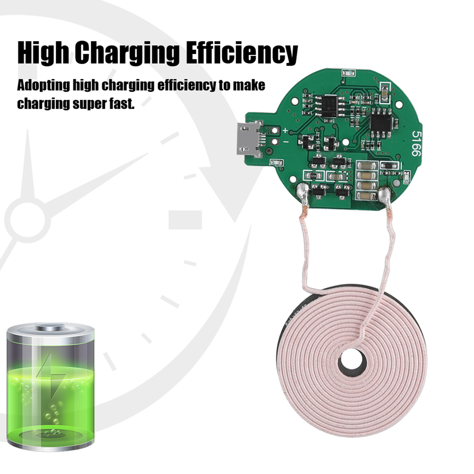 High Charging Efficiency Wireless Charger Transmitter Module, 5W Large Output DIY Wireless Charger, Wide Compatibility For All Qi Standard Phones