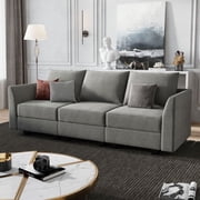 HONBAY Modular Modern Couch Set with Storage Space, Three-Seaters Sofa for Living Room and Apartment, Grey
