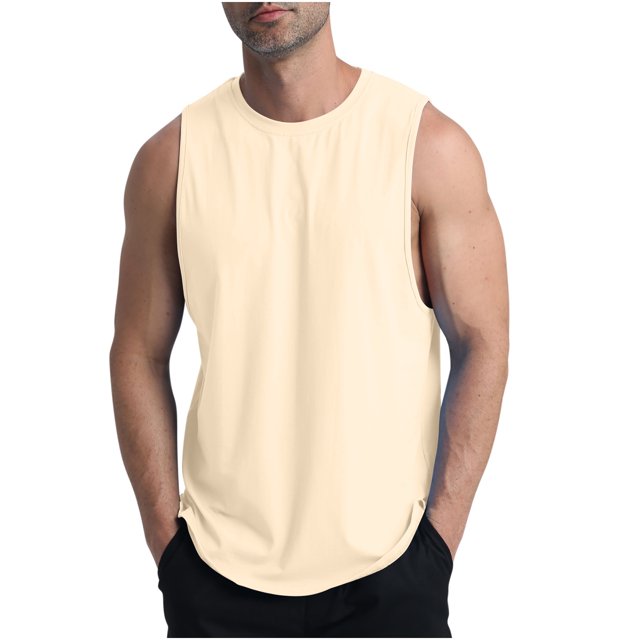 Timegard Workout Top for Women Crewneck Solid Color Sleeveless Basic Tee Breathable Athletic Shirts Top