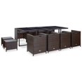 thumbnail image 2 of vidaXL 13 Piece Outdoor Dining Set with Cushions Poly Rattan Brown, 2 of 5