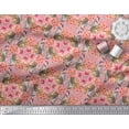 thumbnail image 2 of Soimoi Rayon Crepe Fabric Floral,Hummingbird & Squirrel Animal Printed Fabric 1 Yard 46 Inch Wide, 2 of 3