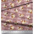 thumbnail image 2 of Soimoi Modal Satin Fabric Love Text & Puppies Dog Print Fabric by Yard 42 Inch Wide, 2 of 3