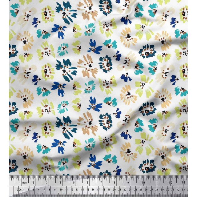 Soimoi Moss Georgette Fabric Flower Artistic Fabric Prints by Yard 42 Inch Wide