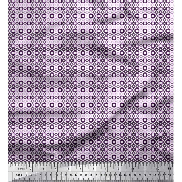 Soimoi Velvet Fabric Geometric Small Print Fabric by Yard 58 Inch Wide
