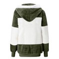 thumbnail image 5 of EGNMCR Womens Winter Fuzzy Fleece Jacket Hooded Drawstring Color Block Patchwork Cardigan Zipper Pullover Coats Outerwear with Pockets, 5 of 5