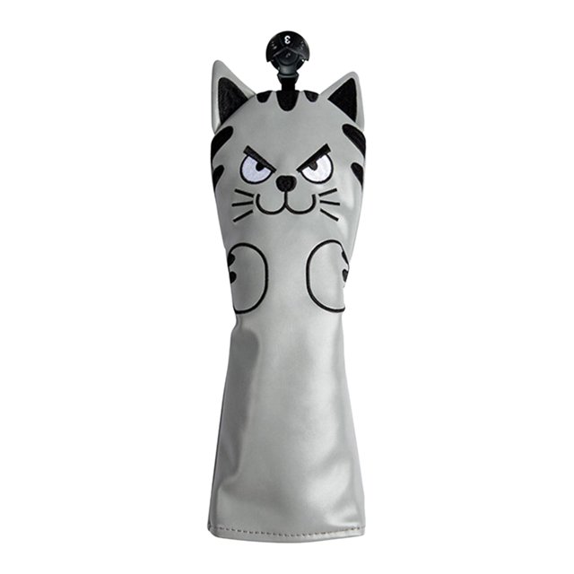 koolsoo Couvre-Têtes de Club de Golf Maillé Putter Motif Chat Accessoires Putter Queue Couvre-Tête UT Bois Gris