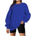thumbnail image 2 of Nouveaux Hauts pour Femmes 2023 Mode Manches Longues Col Rond Chandail en Molleton Ample Blouse Unie Coupe Décontractée Chandail en Molleton Oversize pour Femmes, 2 of 6