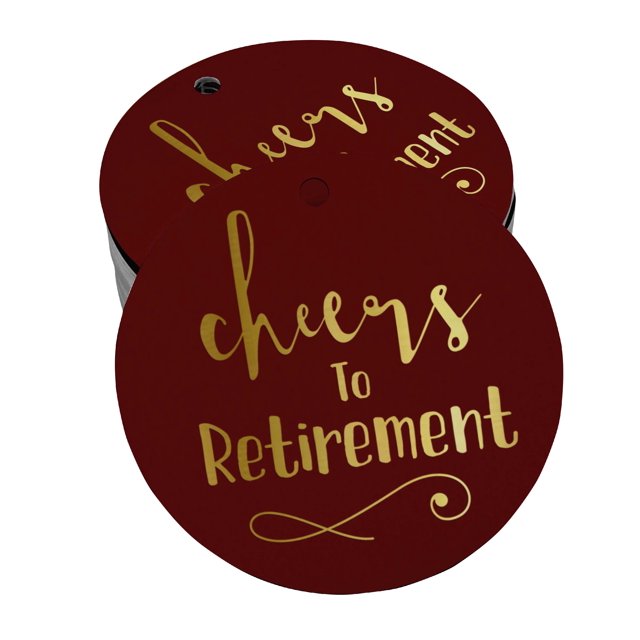 Inkdotpot Pack Of 100 Cheers To Retirement Favor Paper Tags Craft Real Gold Foil Hang Tags
