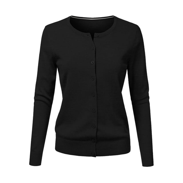 Cardigan à Col Rond pour Femmes, Mode Durable, Tricoté, Manches Longues, Grandes Tailles, Coupe Ample, Couleur Unie, Veste Chandail Courte, Cardigan - Hontri