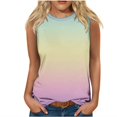 thumbnail image 1 of Plebaso Débardeurs pour Femmes 2025 Sans Manches Col Rond T-Shirts Décontractés Imprimé Dégradé Blouses d'Été, 1 of 4