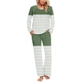 thumbnail image 2 of Yuyuzo Ensembles de Pyjama pour Femmes 2 Pcs Rayé Manches Longues Col Rond T-Shirts Pantalons de Détente avec Poches, 2 of 6