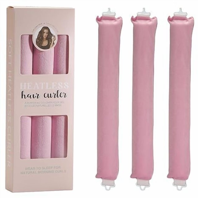 JP Soft Satin Heatless Hair Curler for Women - Overnight No - Heat Styling Rods, Sleep - In Curls for All Hair Types(3PCS, Pink)