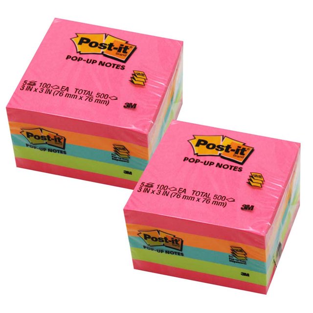 POST-IT (2 PK) NOTES POP-UP Néon 3X3
