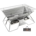 thumbnail image 1 of Stainless Steel Foldable Camping Grills Portable Wood Burning Charcoal Grill with Carrying Bag MT, 1 of 7