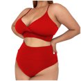 thumbnail image 2 of EGNMCR Bikini Set Women Plus Size Fashion Solid Swimsuit Bikini Set Two Piece Suit, 2 of 5