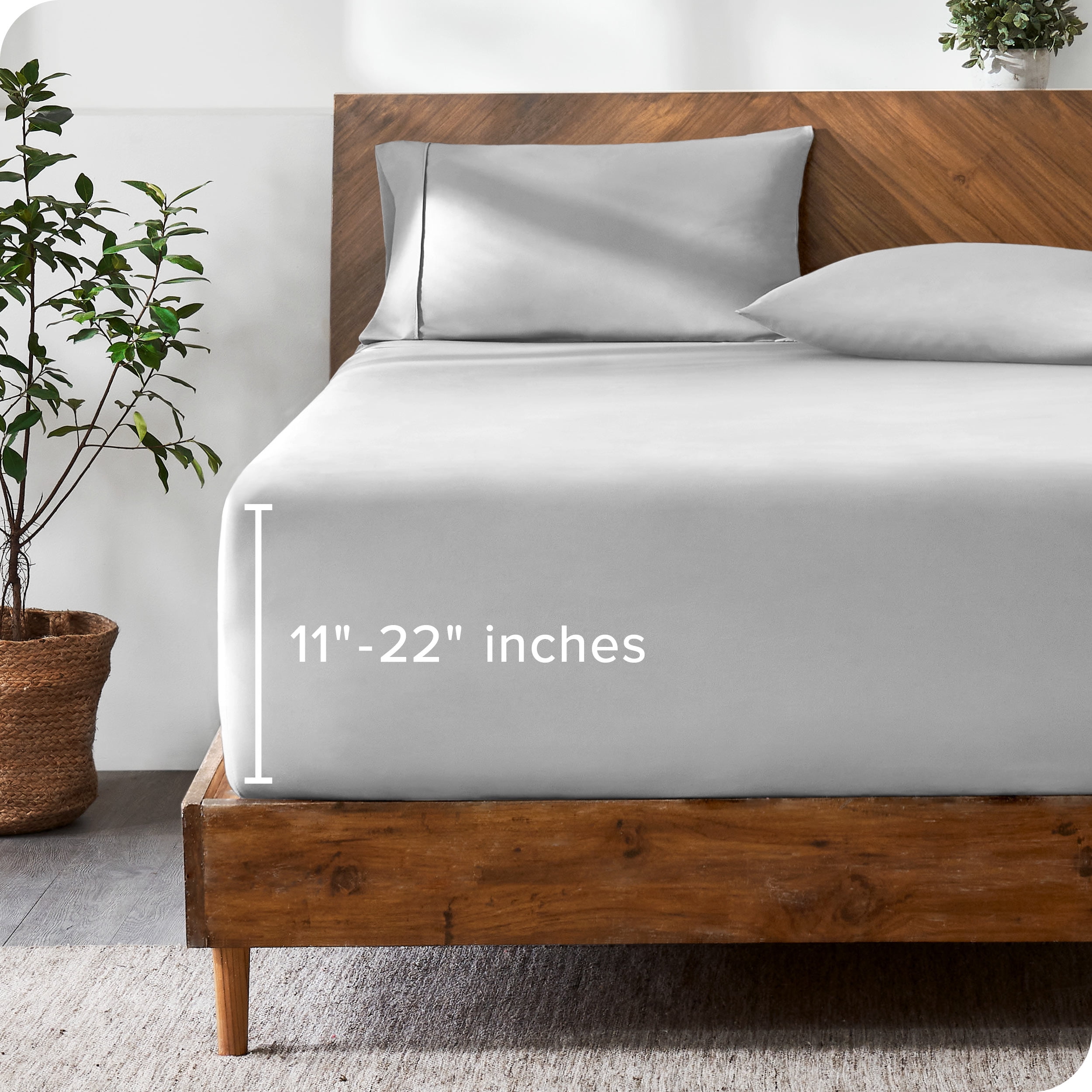 Bare Home Fitted Sheet - 22" Extra Deep Pocket - Premium 1800 Collection - Twin XL, Cloud Gray