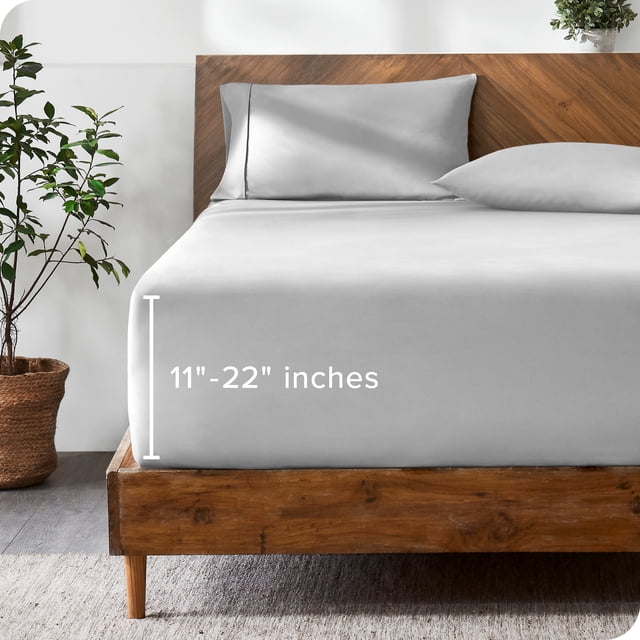 Bare Home Fitted Sheet - 22" Extra Deep Pocket - Premium 1800 Collection - King, Cloud Gray