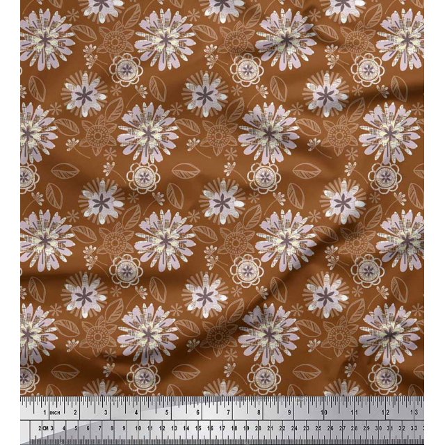 Soimoi Poly Georgette Fabric Artistic Floral Decor Fabric Printed Yard 42 Inch Wide