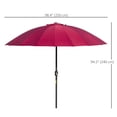 thumbnail image 3 of Outsunny 8' Garden Parasol Umbrella Adjustable Outdoor Sun Shade, Wine Red, 3 of 10