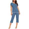 thumbnail image 2 of MINTLIMIT Ensembles de Pyjama Unis pour Femmes, Hauts à Manches Courtes et Pantalons Capri, 2 of 5