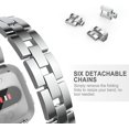 thumbnail image 4 of Bracelet Bling Compatible avec Fitbit Versa/Versa 2 Bracelets pour Femmes Bracelets en Acier Inoxydable de Remplacement pour Versa Lite Edition/Versa SE Accessoires Élégant Bracelet en Métal Argent+or Rose, 4 of 7