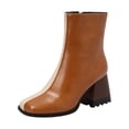 thumbnail image 2 of Cameland Large Women's Punk High Heel Rectangle Toe Thick Heel Zipper Contrast Mart Short Boots, 2 of 6