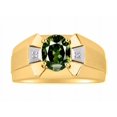 thumbnail image 1 of RYLOS Men's Rings 14K Yellow Gold Rings Classic Designer  9X7MM Oval Gemstone &  Diamond Ring Garnet January Birthstone Ring Size 10, 1 of 7