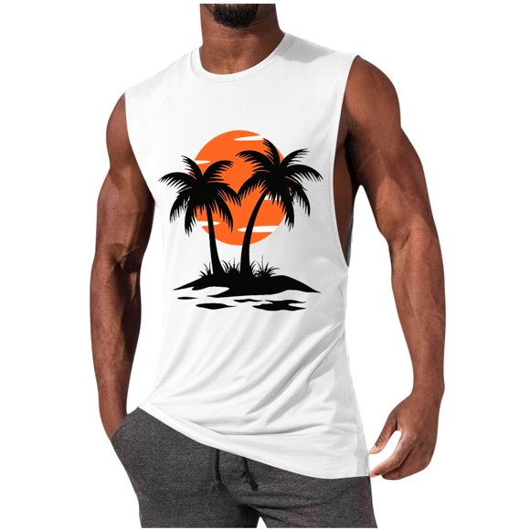 EGNMCR Round-Neck Tank Top Men's Tank High Elasticity Sports Pullover Round Neck Sleeveless Fitness Muscular Man Fitness Clothes Men cotton Tank Top