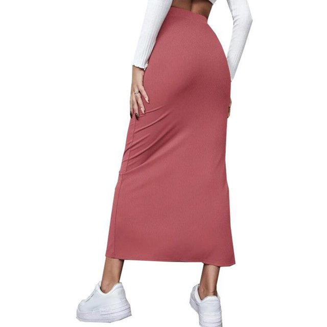 Slit Long Skirt, Bodycon Long Skirt Easy Matching Versatile For Party Green,Red,Brownness,Brown,Black