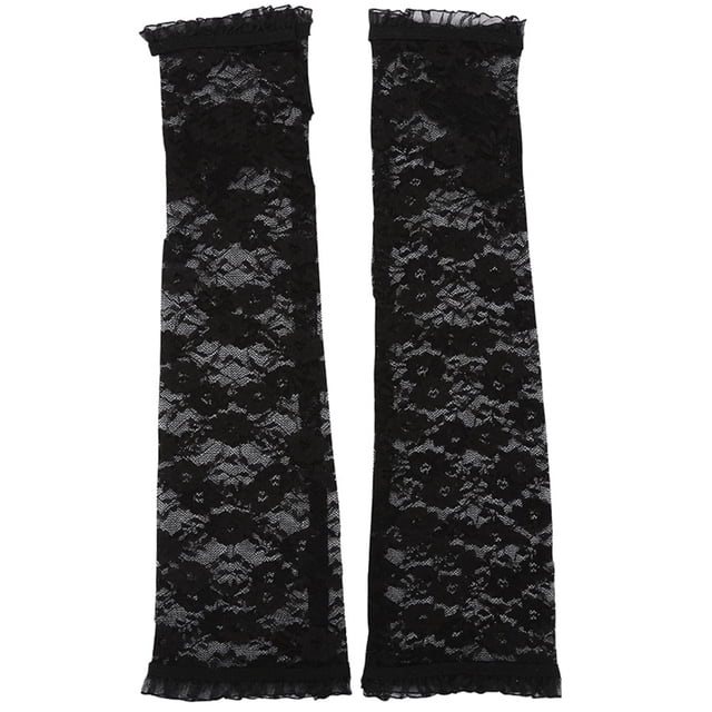 Arm Gloves Lace Long Protective Fingerless Arm Sleeves Arm Covers with Thumbhole