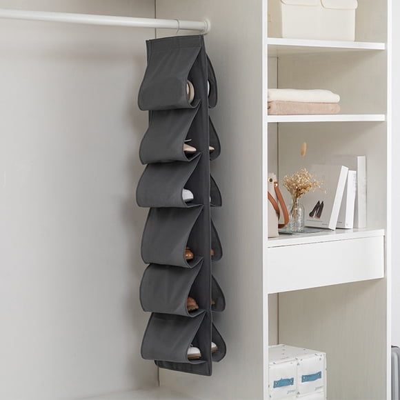 Hanging Shoe Organizer for Closet with Large Pockets | Rotating Storage Hanger for Shoes, Clothes, and Accessories | Travel Shoe Rack for Home, Dorm, or Entryway