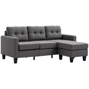 HOMCOM 3 Seater Sectional Sofa, Sectional Couch with Ottoman, Dark Grey