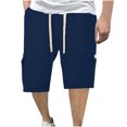 thumbnail image 1 of FcBaudy Mens Shorts, Shorts Men, Half Shorts Pants Man Fashion Leisure Solid Color Multiple Pockets Draw Rope Five Quarter Pants Men Polyester Blouse And Pants, 1 of 5