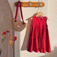 thumbnail image 2 of LUOGENLI Robe Fille Été Sans Manches Couleur Unie Robe Décontractée pour Tout-Petits et Enfants Ensemble Jupe Maxi à Volants Rouge 2-3 Ans, 2 of 5
