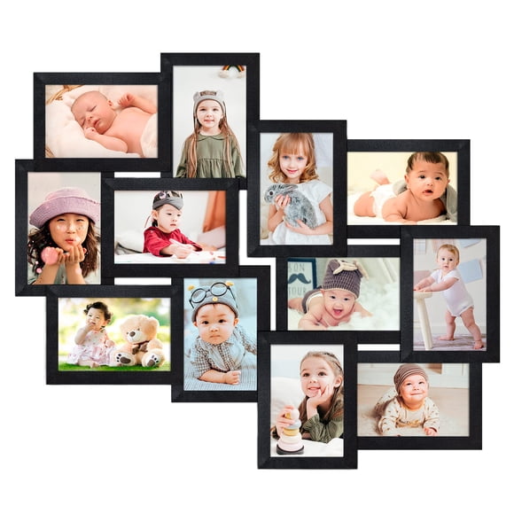 HELLO LAURA - Photo Collage Frame for Wall 4x6 Collage Picture Frames Display Family Friends Photos Wall Hanging Black Photo Frames for Home Living Room Bedroom- Black