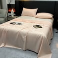 thumbnail image 2 of Sentmoon Full Size Bed Sheets Queen Size Sheets Elegant Shine Solid Color Ease Friendly Washable Sheets Luxurious Silk Bedding, 2 of 7