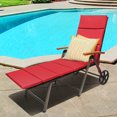 thumbnail image 3 of Topbuy Chaise Longue d'Extérieur en Rotin Osier avec Roues - Ensemble de 1, Rouge, 3 of 10
