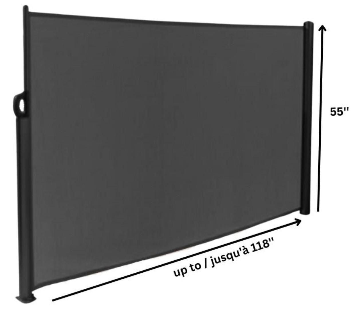 Store latéral rétractable pour l'intimité de la terrasse extérieure, couleur anthracite.