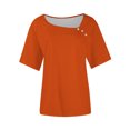 thumbnail image 3 of Women's Button V-Neck T Shirt Short Sleeve Loose Casual Blouse Basic Tee Tops, 3 of 4