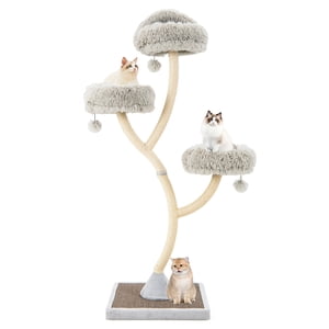 Costway Tour de l'arbre de chat 70" Centre d'activités de chatons multi-niveaux avec 3 Perches & Balles grises