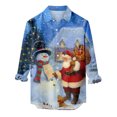 thumbnail image 1 of Pompotops Chemise à Manches Longues pour Hommes avec Boutons, Imprimé Père Noël, Col Rabattu, en Solde, 1 of 5
