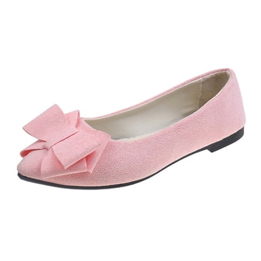 hopeusnice Liquidation Ballerines Plates à Nœud pour Femmes Bout Pointu Ballerines Confortables à Enfiler pour Mariage Fête Usage Quotidien Rose 36