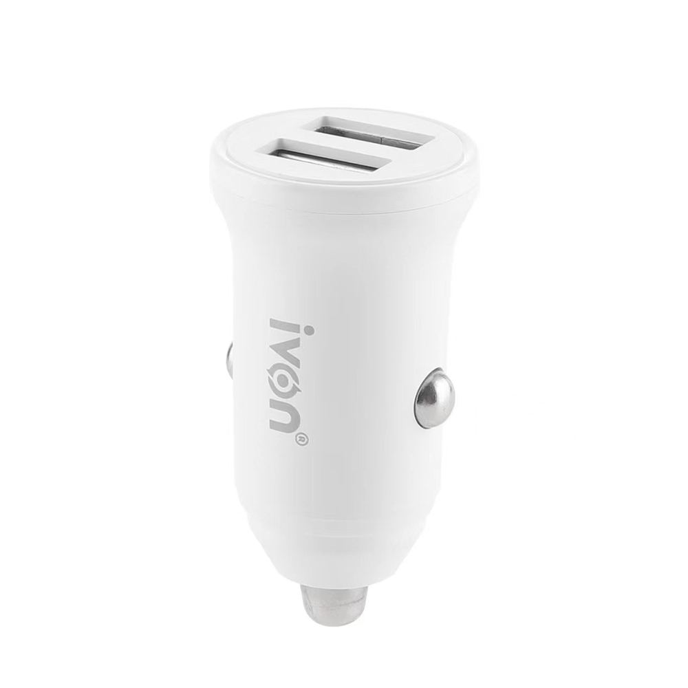 axGear Car Charger with 2 USB Ports 12-24V Input 5V 3.1A Output White
