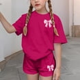 thumbnail image 4 of Robe d'Été à Manches Courtes Haut à Manches Courtes et Short Ensemble Deux Pièces pour Enfants Mignonne Détente d'Été Col Rond, 4 of 6