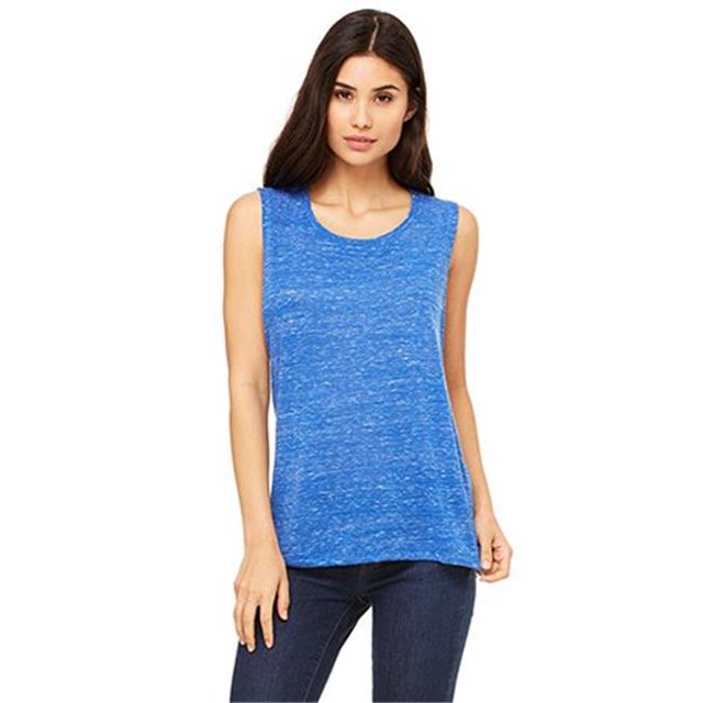 Bella Canvas Womens Flowy Scoop Blended Muscle Tank, S, True Royal Marble